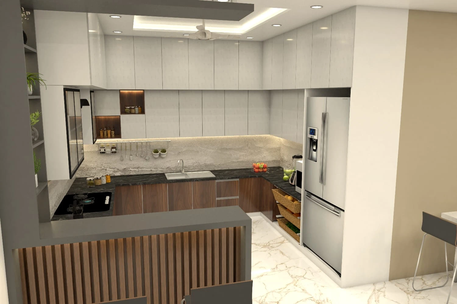 Minimal Modular Kitchen Render
